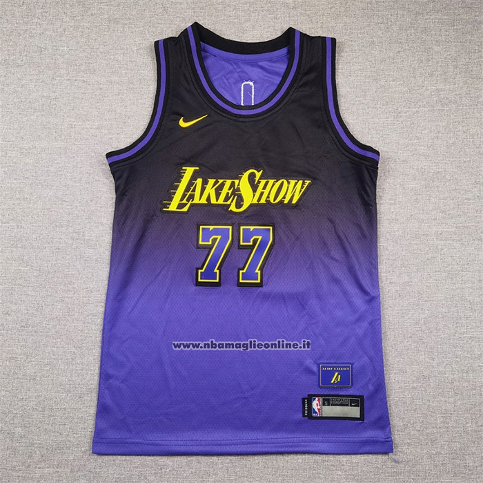 Maglia Bambino Los Angeles Lakers Luka Doncic No 77 Citta 2024-25 Viola